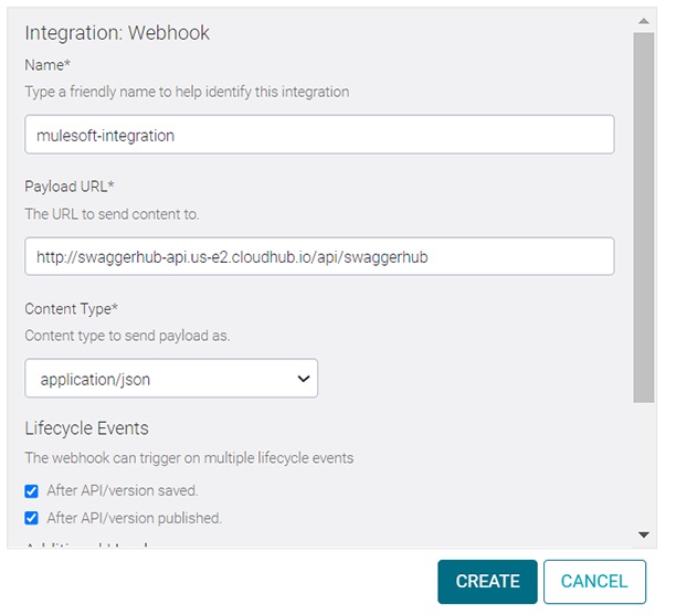 Provide the required details to create Webhook integration
