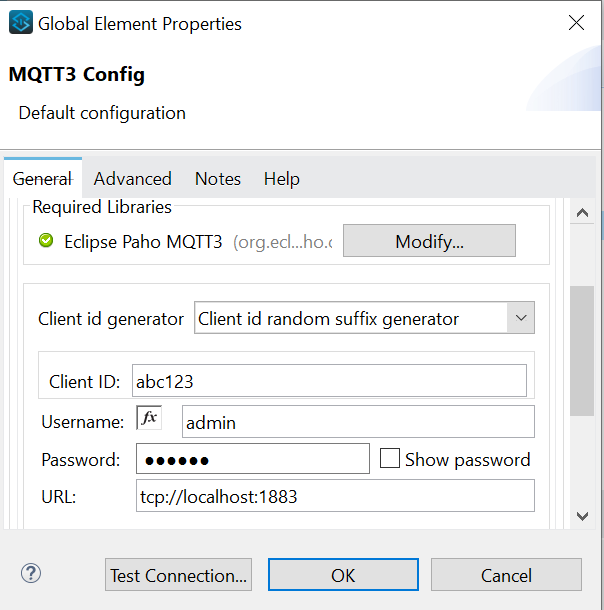 MQTT configuration in Anypoint studio
