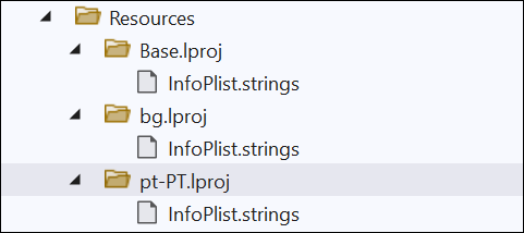 Aadd a file with the name InfoPlist.strings