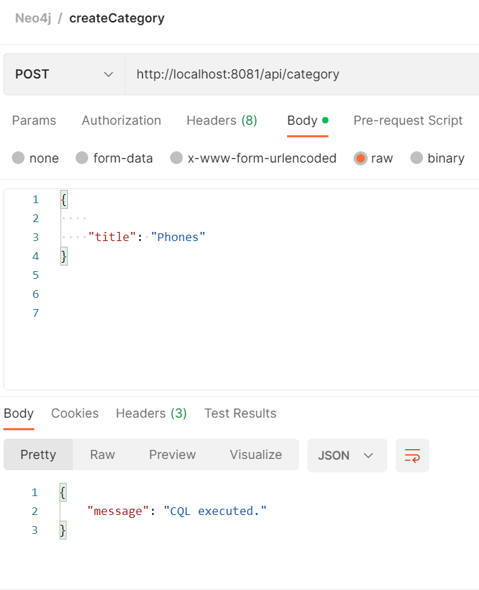 Postman collection and respective output in Neo4j