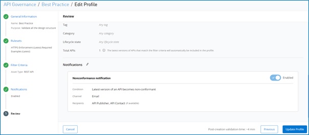 Update API Governance profile